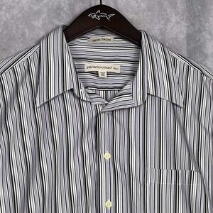 Pronto Uomo 2XLT Men's Non-Iron Striped Long Sleeve Cotton Shirt Purple Black